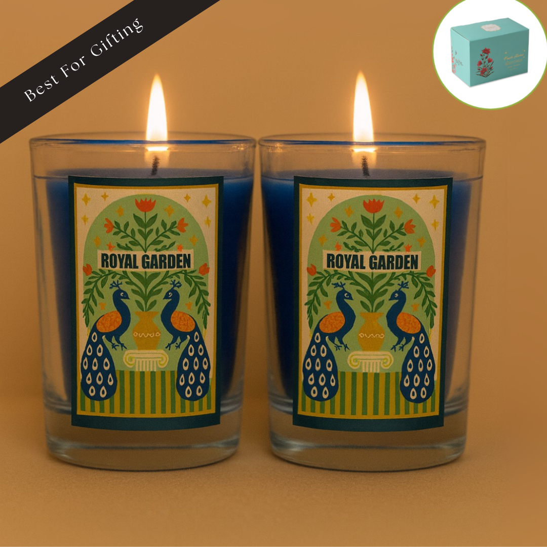 Pack of 2 Scented Glass Candles - Royal Garden
