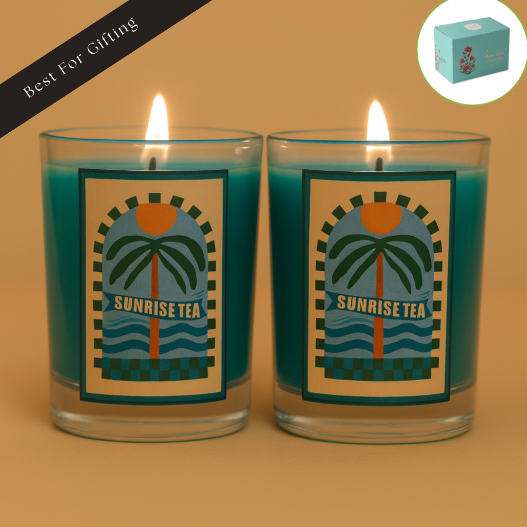 Pack of 2 Scented Glass Candles - Sunrise Tea