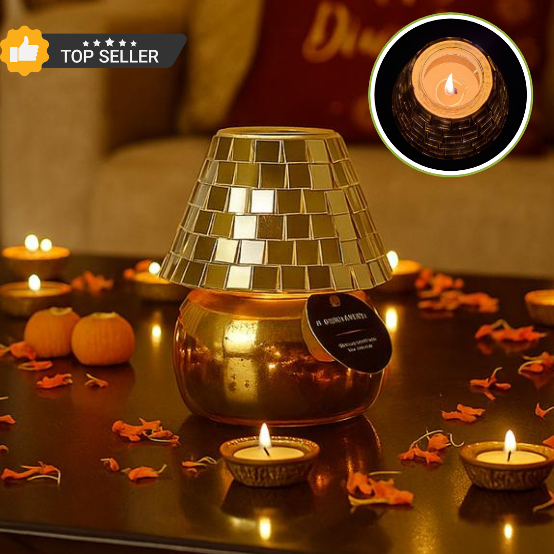 Festive Vibes Lamp Scented Candle - Mosaic Gold
