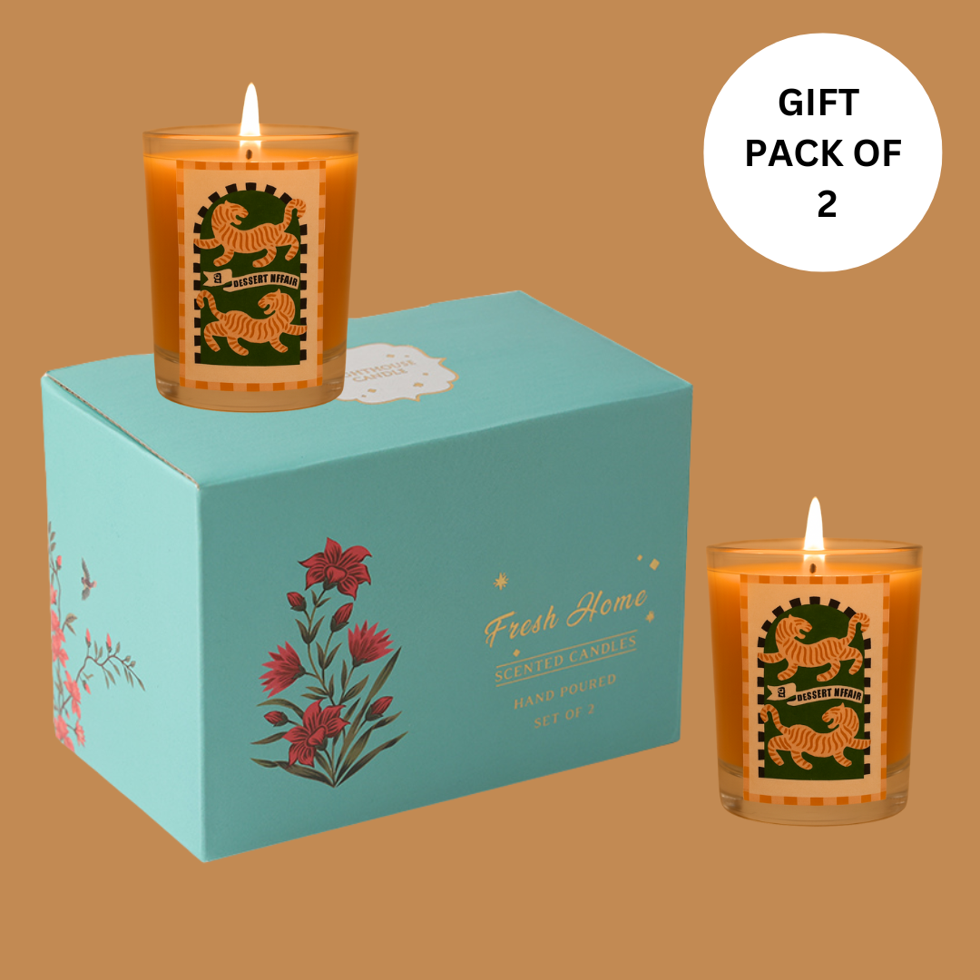 Pack of 2 Festive Glass Candles - Dessert Affair