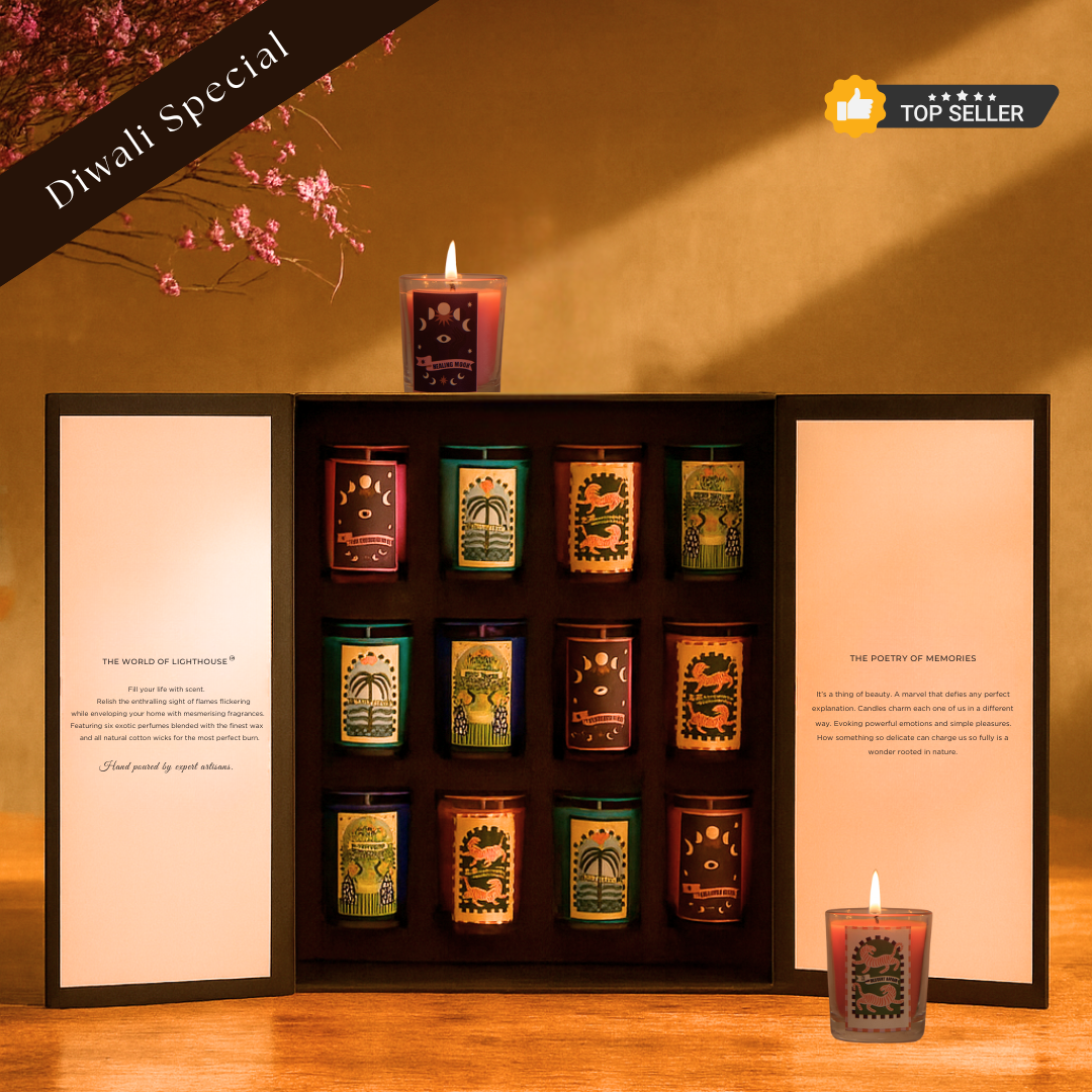 Royal Fest Gift Box with 12 Scented Glass Candles