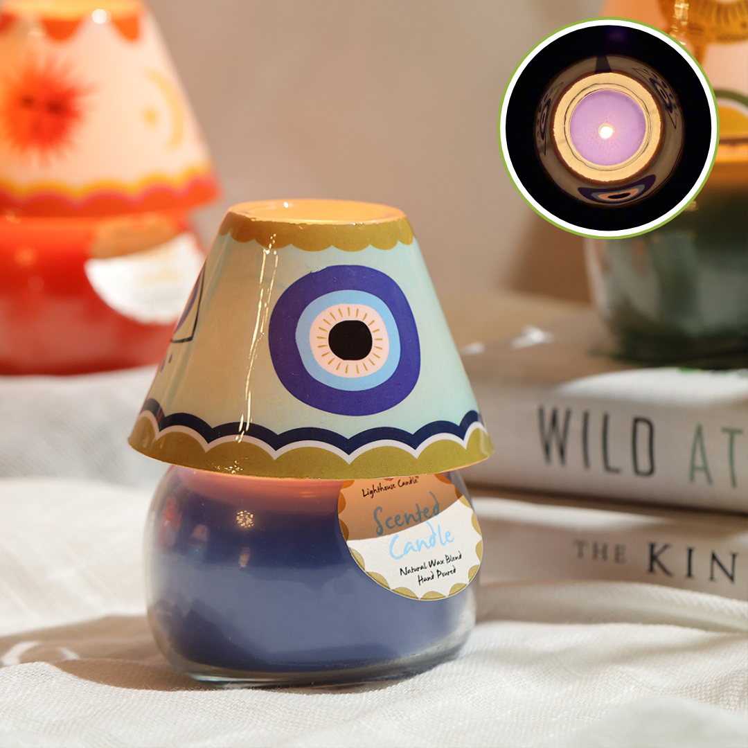 Boho Glass Lamp Scented Candle - Blue Eye