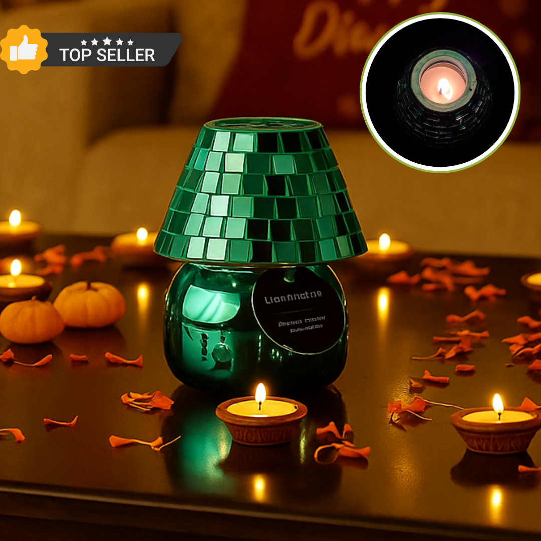 Festive Vibes Lamp Scented Candle - Mosaic Green