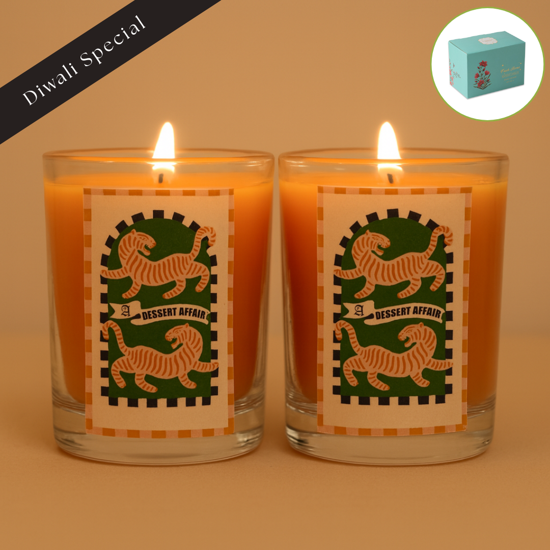 Pack of 2 Festive Glass Candles - Dessert Affair