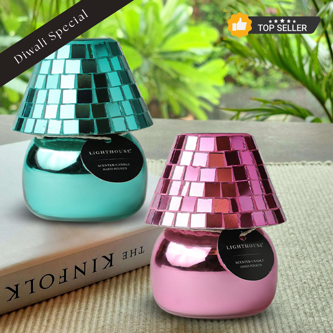 Combo Pack of 2 Lamp Candles - Mosaic Green & Pink