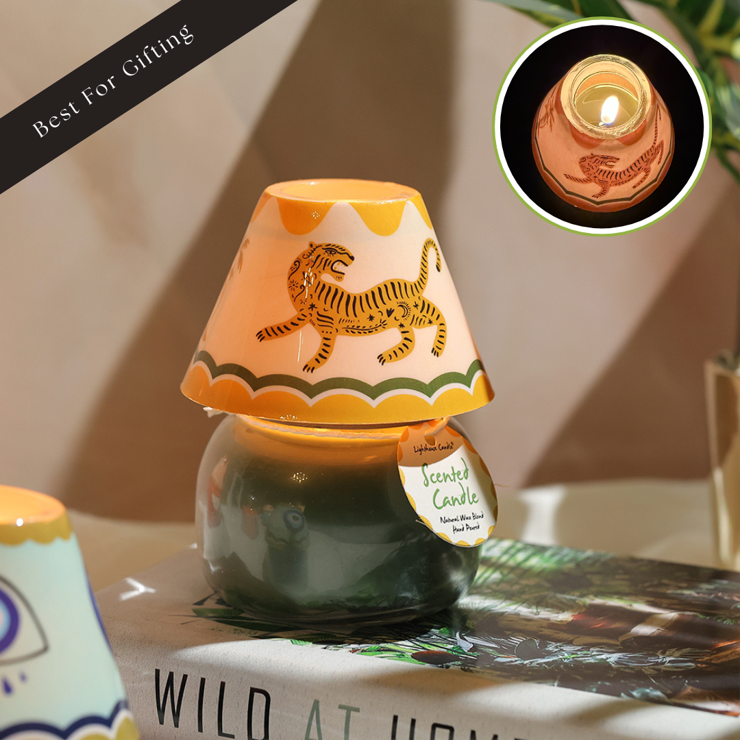 Boho Glass Lamp Scented Candle - Tiger Trail