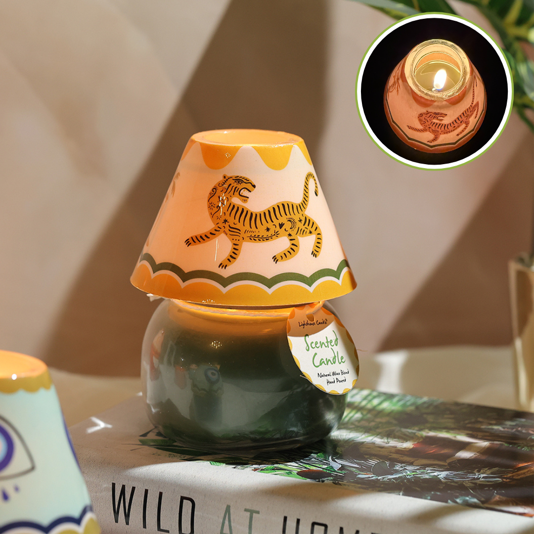 Boho Glass Lamp Scented Candle - Tiger Trail
