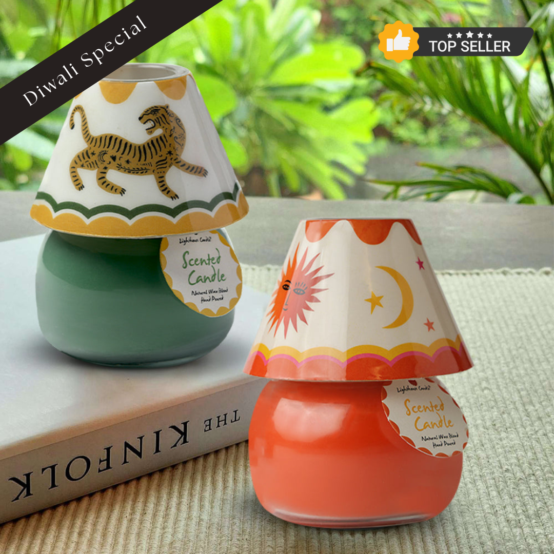 Combo Pack of 2 Boho Lamp Candles - Tiger Trail & Mystic Sun
