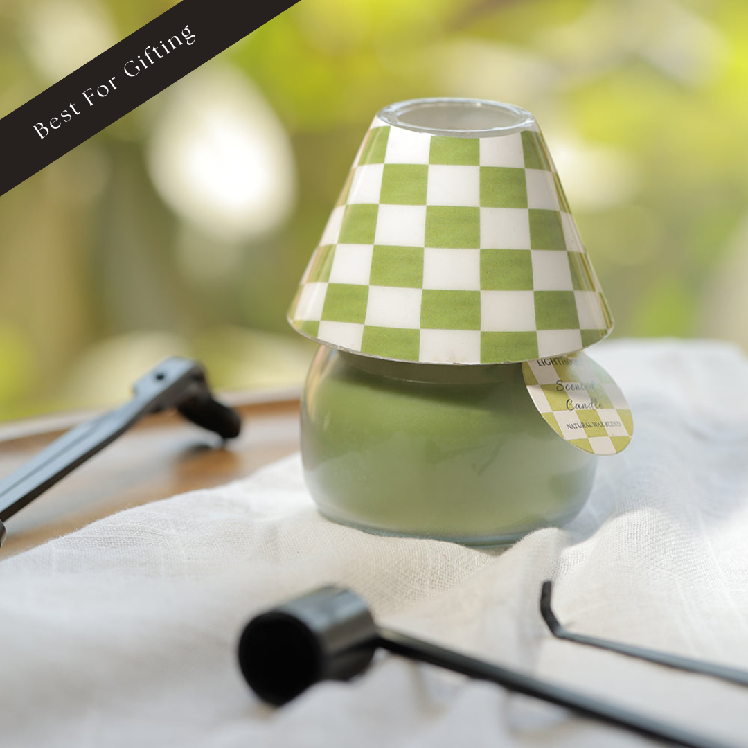 Checkered Charm Lamp Candle - Green Tea Jasmine Aroma