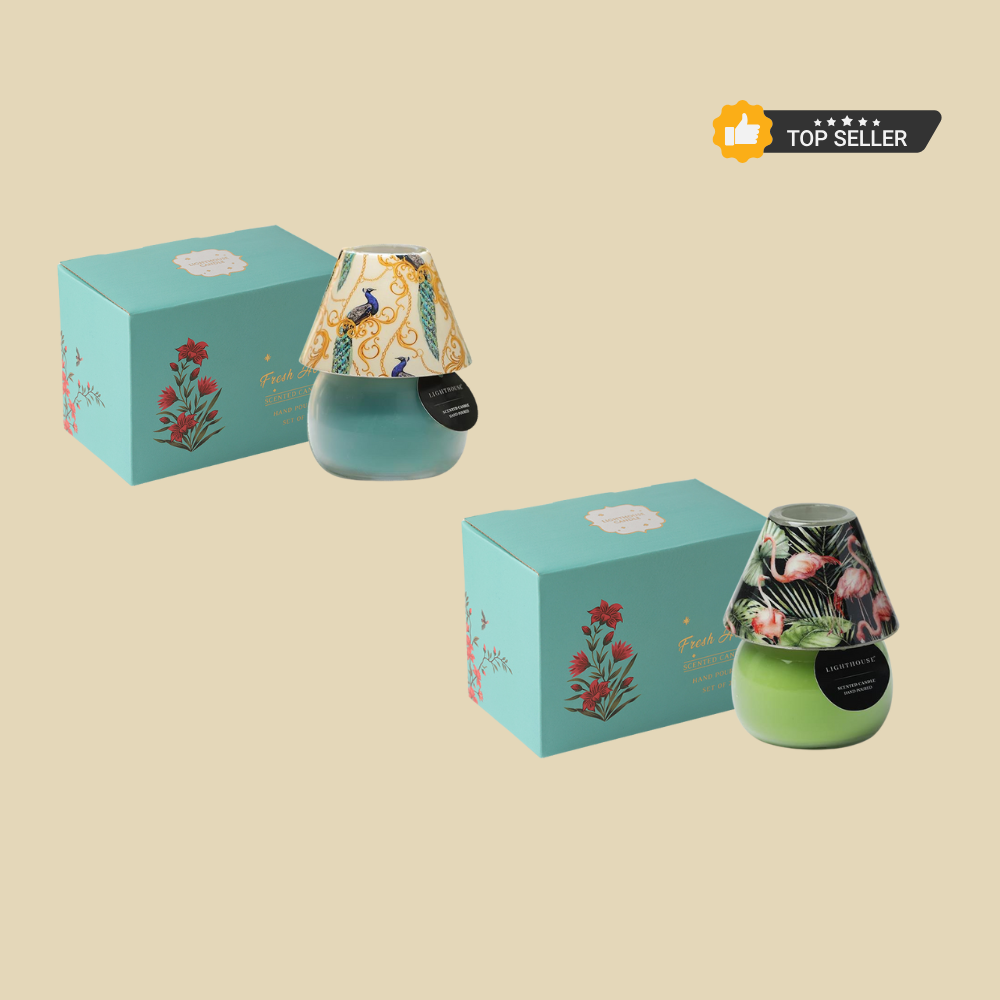 Combo Pack of 2 Lamp Candles - Peacock & Flamingo