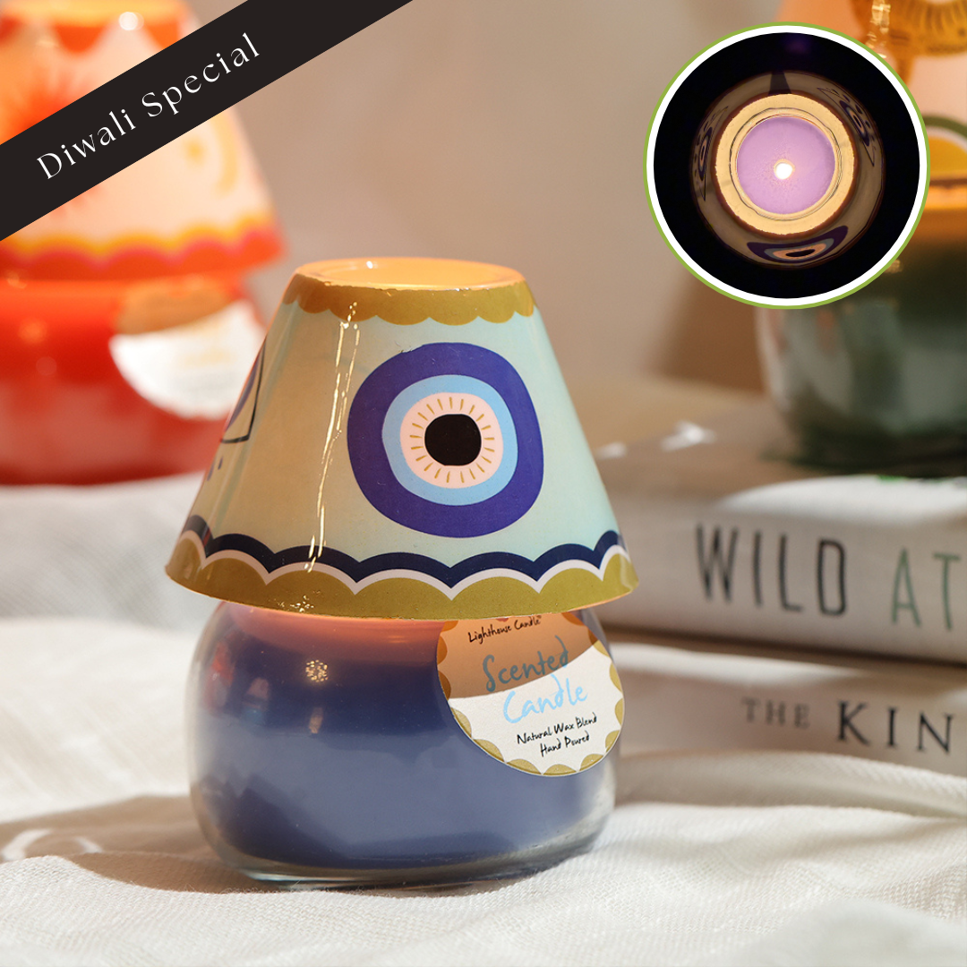 Boho Glass Lamp Scented Candle - Blue Eye
