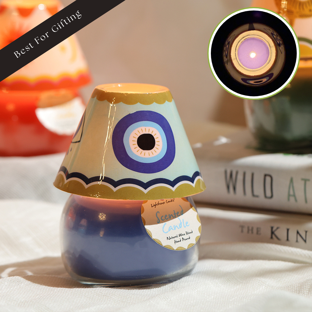 Boho Glass Lamp Scented Candle - Blue Eye