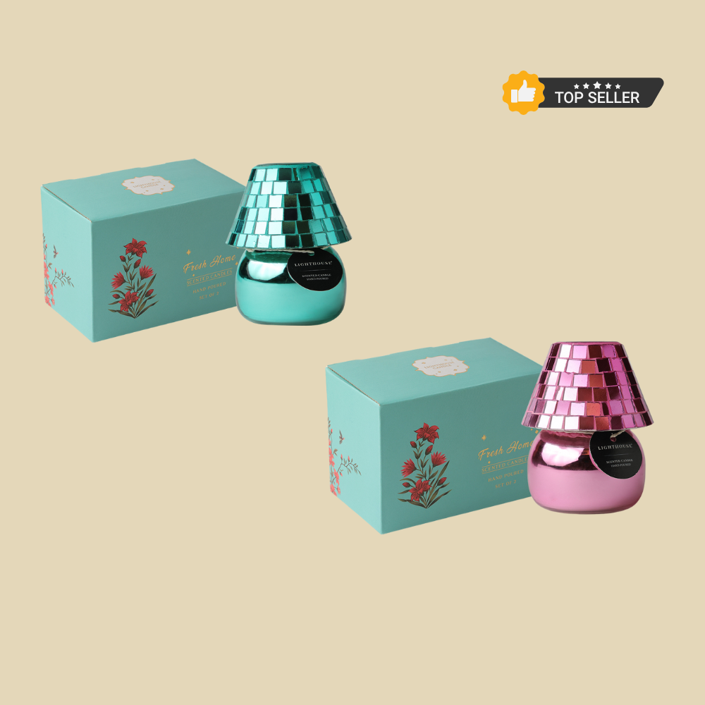 Combo Pack of 2 Lamp Candles - Mosaic Green & Pink