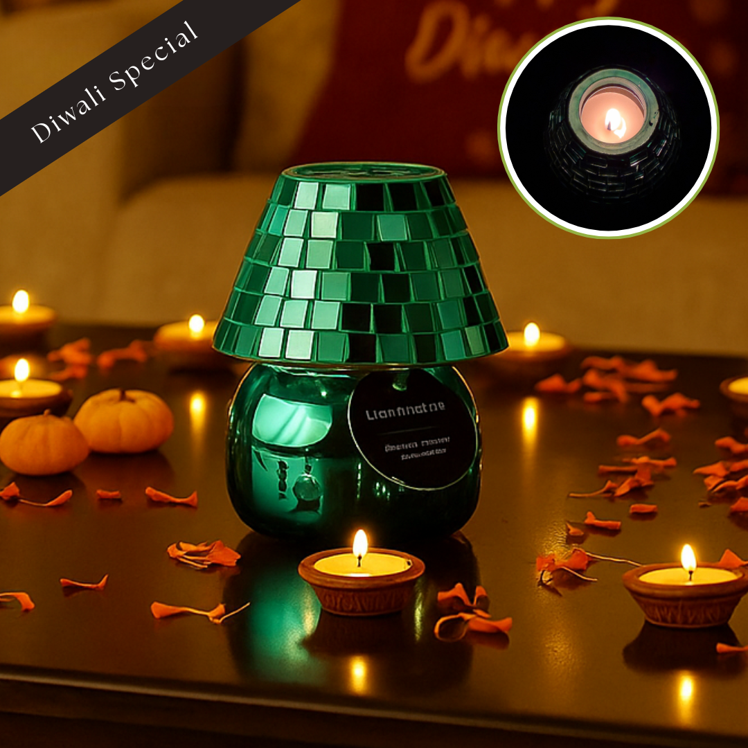 Festive Vibes Lamp Scented Candle - Mosaic Green