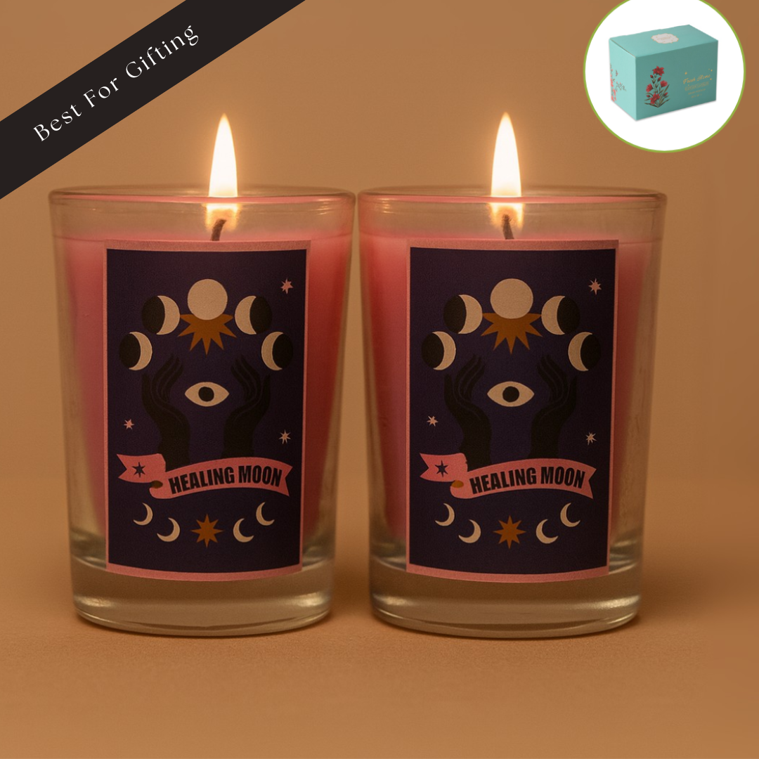 Pack of 2 Scented Glass Candles - Healing Moon