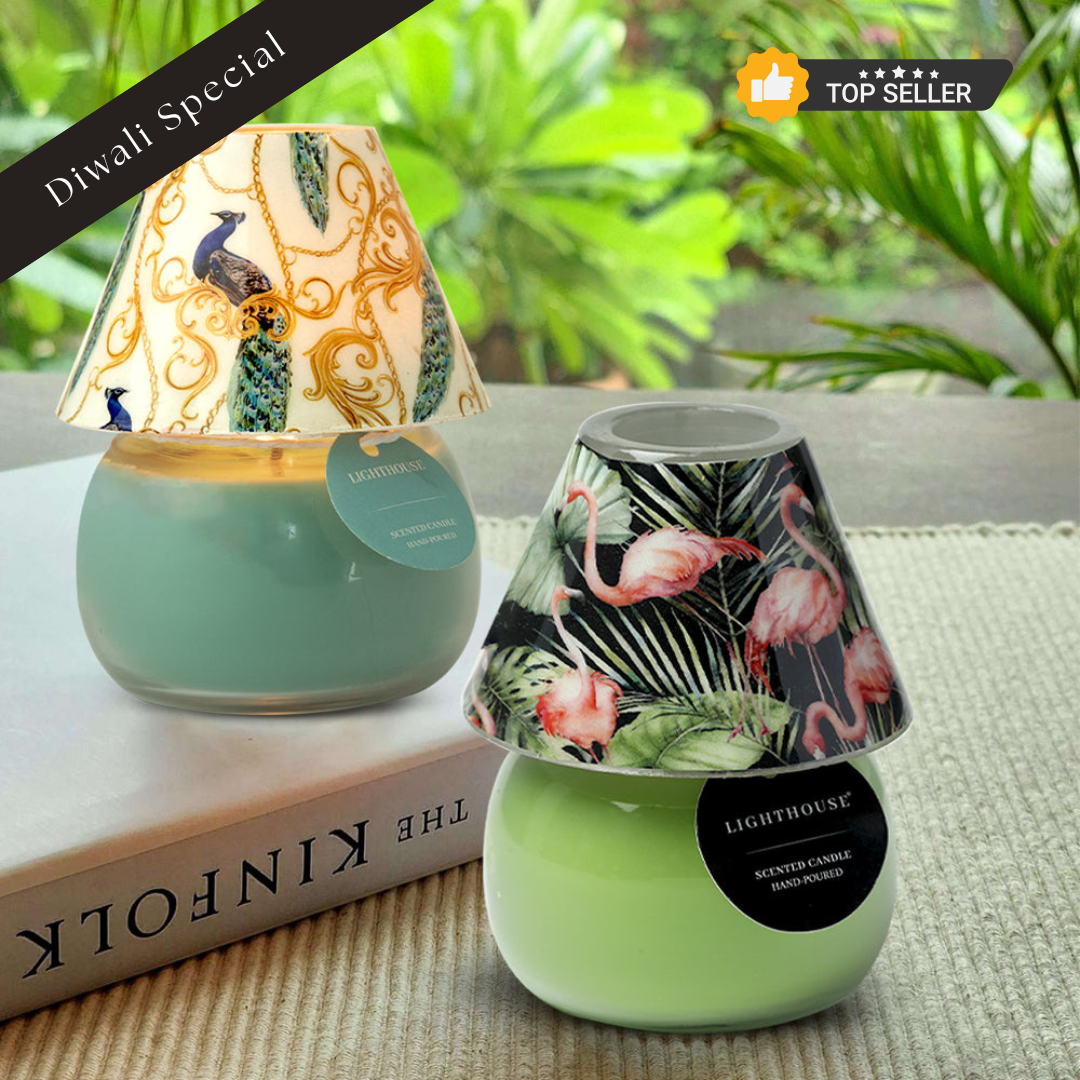 Combo Pack of 2 Lamp Candles - Peacock & Flamingo