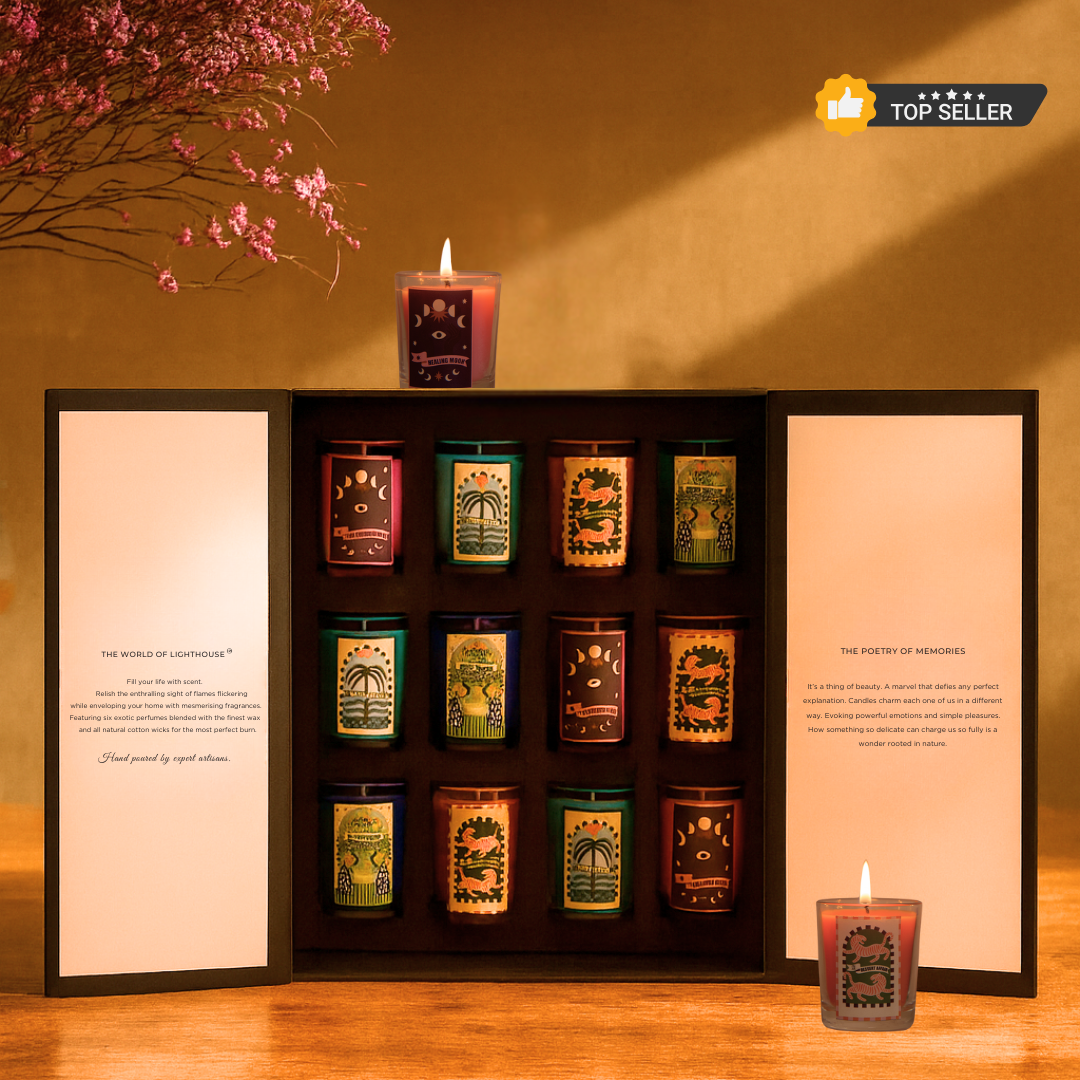 Royal Fest Gift Box with 12 Scented Glass Candles