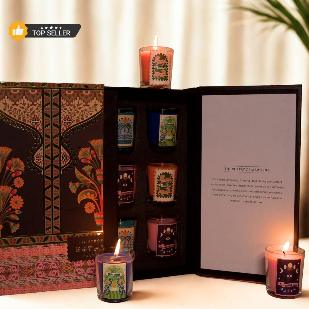 Royal Fest Gift Box with 12 Scented Glass Candles