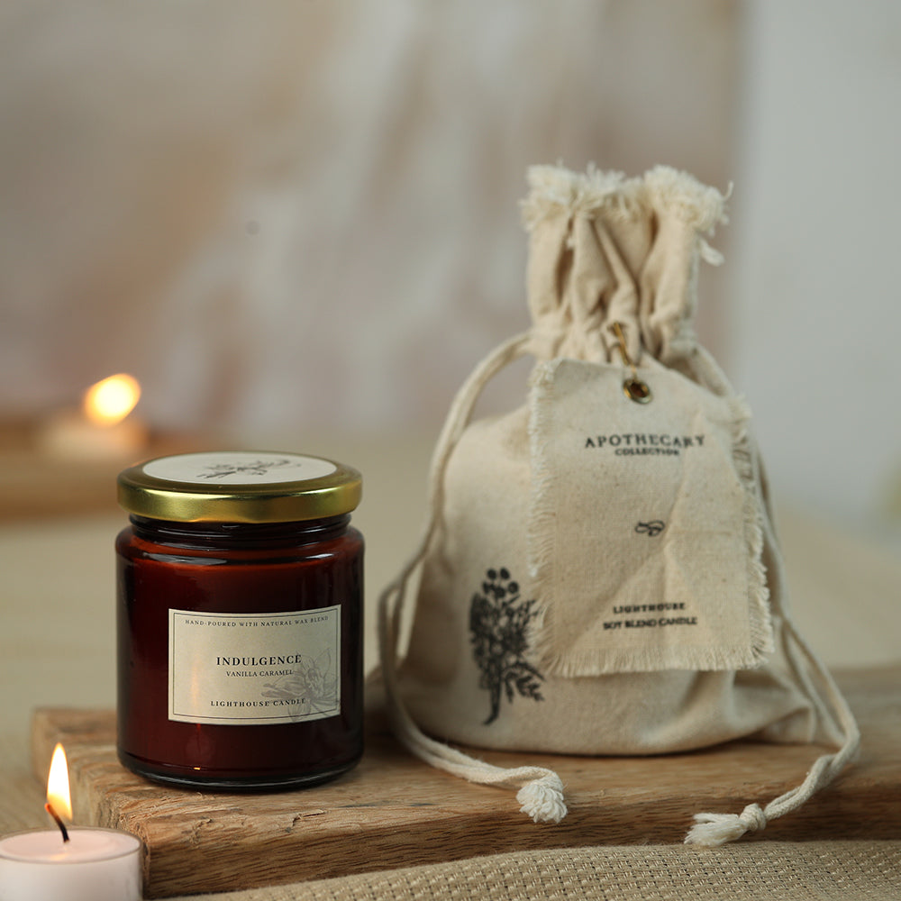 Scented Candle Online India All orders dispatch within 48 hours. 100% Free Returns. Happiness Guaranteed. Candles Pack of 2 Natural Wax Jar Candles with Wooden Wicks and Cotton Bag (<b>Romance + Indulgence</b>) Candle for Decoration