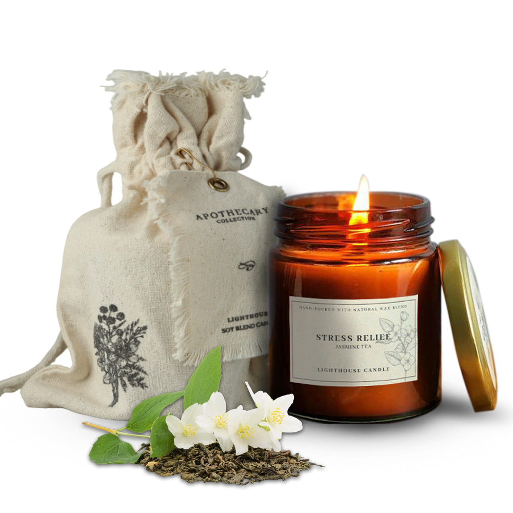 Scented Candle Online India All orders dispatch within 48 hours. 15-Days Easy Returns. Happiness Guaranteed. Candles Aromatherapy Scented Candle Jar with Wooden Wick and Bag - Jasmine Green Tea Candle for Decoration