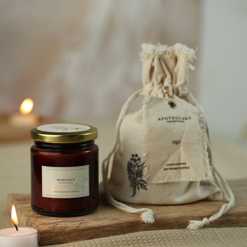 Scented Candle Online India All orders dispatch within 48 hours. 15-Days Easy Returns. Happiness Guaranteed. Candles Aromatherapy Scented Candle Jar with Wooden Wick and Bag - Rose & Peony Candle for Decoration