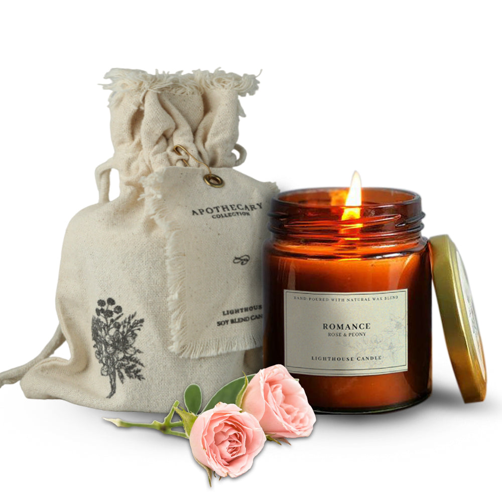 Scented Candle Online India All orders dispatch within 48 hours. 15-Days Easy Returns. Happiness Guaranteed. Candles Aromatherapy Scented Candle Jar with Wooden Wick and Bag - Rose & Peony Candle for Decoration