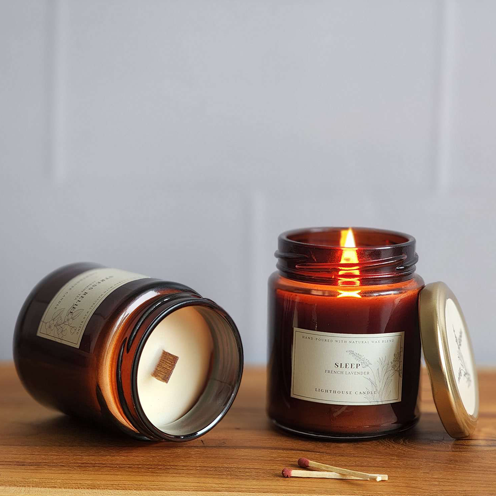 Scented Candle Online India All orders dispatch within 48 hours. 15-Days Easy Returns. Happiness Guaranteed. Candles Aromatherapy Scented Candle Jar with Wooden Wick - French Lavender Candle for Decoration
