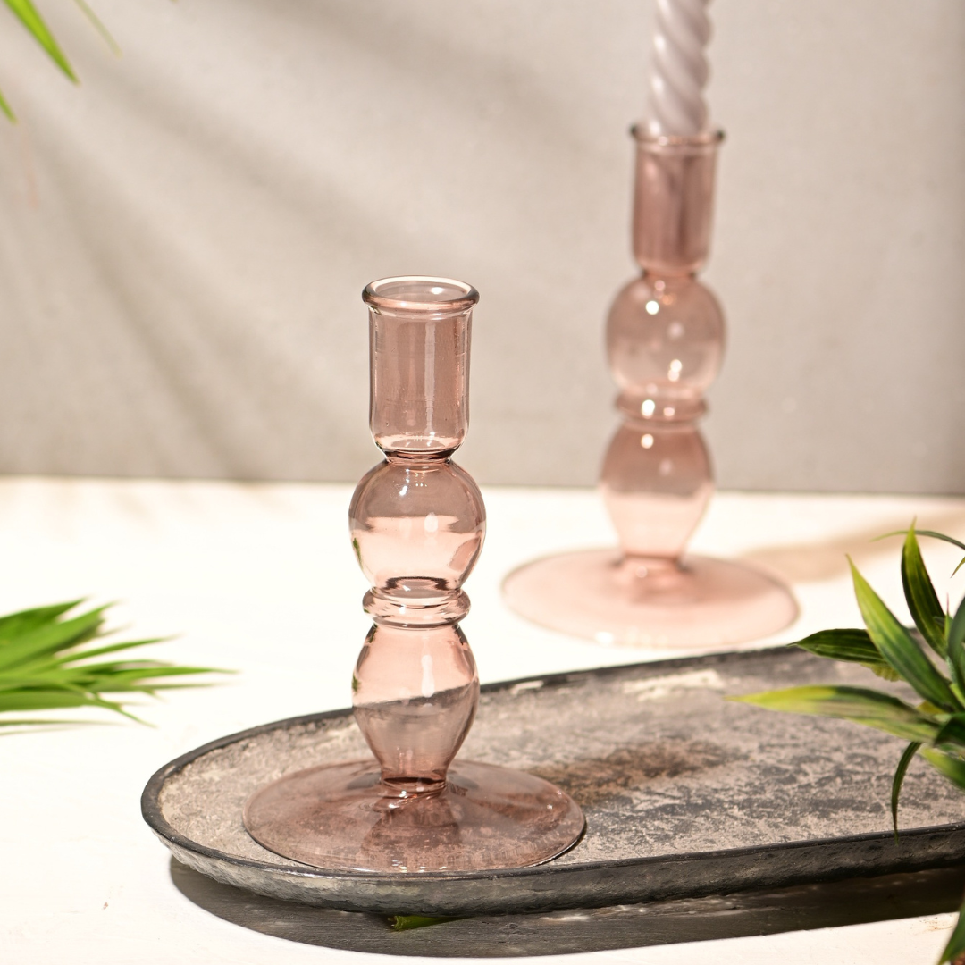 Scented Candle Online India Lighthouse Candle Candle Holders Blume Glass Taper Candle Holder - Grey Candle for Decoration