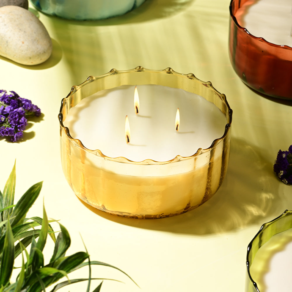 Scented Candle Online India Lighthouse Candle Scented Candle Flora Jar Scented Candle - Vanilla Caramel Aroma Candle for Decoration
