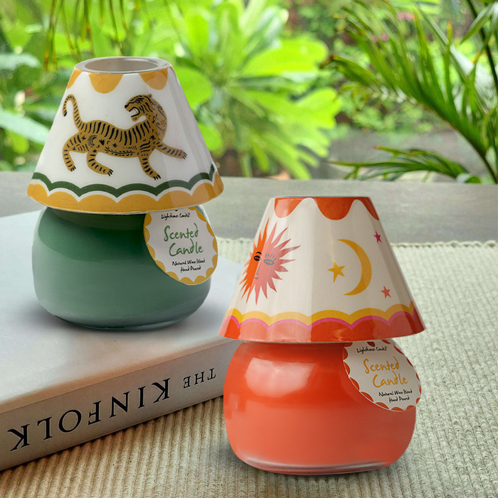 Scented Candle Online India Lighthouse Candle Scented Candle Scented Candle Lamps - Pack of 2 (Tiger Trail & Mystic Sun) Candle for Decoration