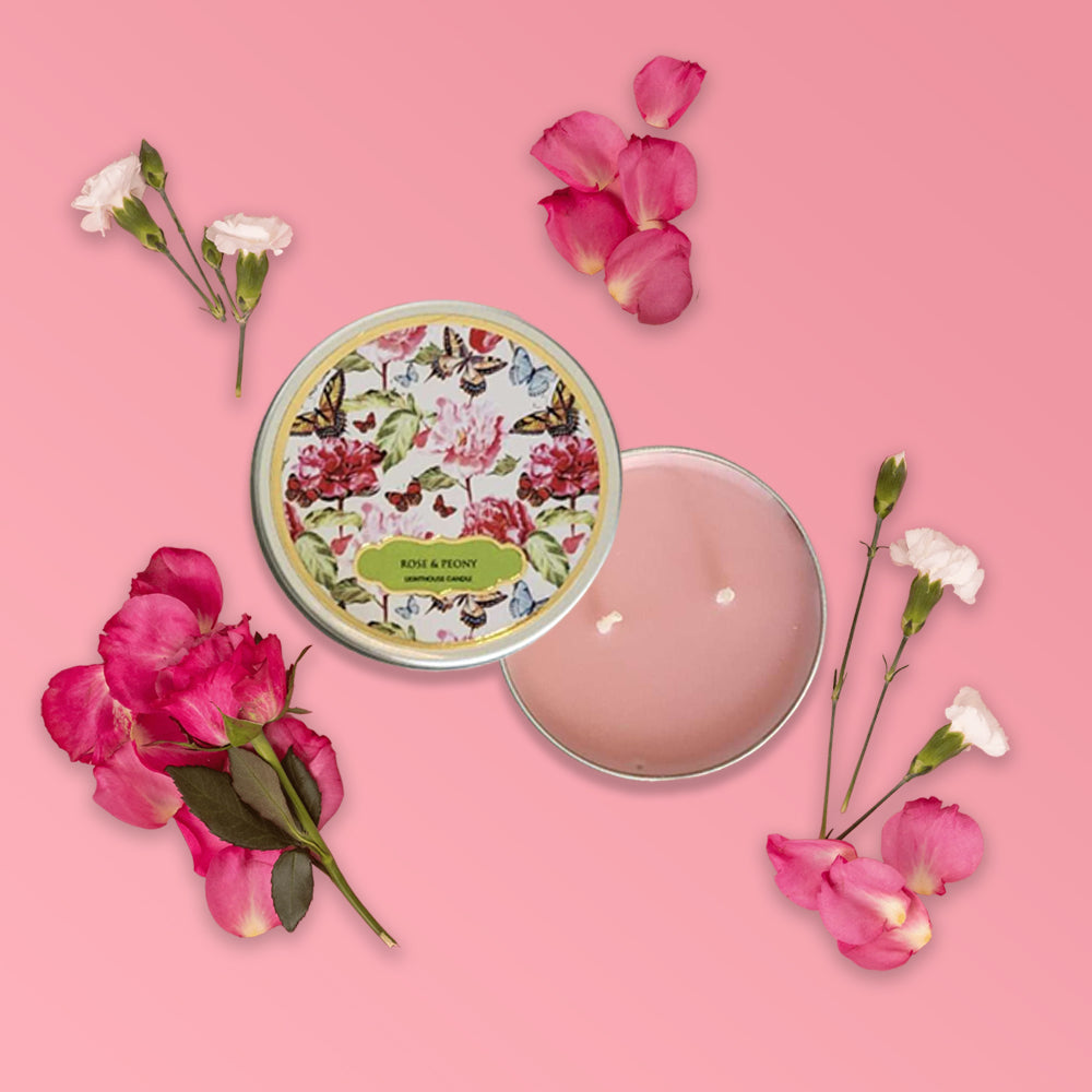 Scented Candle Online India Lighthouse Candle Scented Candle Tins Pack of 3 Rose, Lavender and Vanilla - Festive Gift Box Candle for Decoration