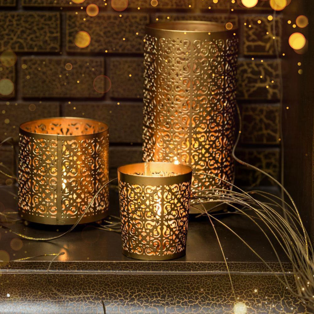 Scented Candle Online India All orders dispatch within 48 hours. 100% Free Returns. Happiness Guaranteed. Candle Holders Gold Metallic Candle Holders - Pack of 3 with Free Scented Tealight Candles Included Candle for Decoration