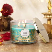 Scented Candle Online India All orders dispatch within 48 hours. 100% Free Returns. Happiness Guaranteed. Candles 3 - Wick Soy Wax Jar Candle with Festive Gift Box - Madurai Jasmine Aroma Candle for Decoration