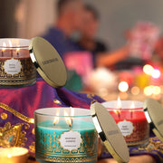 Scented Candle Online India All orders dispatch within 48 hours. 100% Free Returns. Happiness Guaranteed. Candles 3 - Wick Soy Wax Jar Candle with Festive Gift Box - Madurai Jasmine Aroma Candle for Decoration