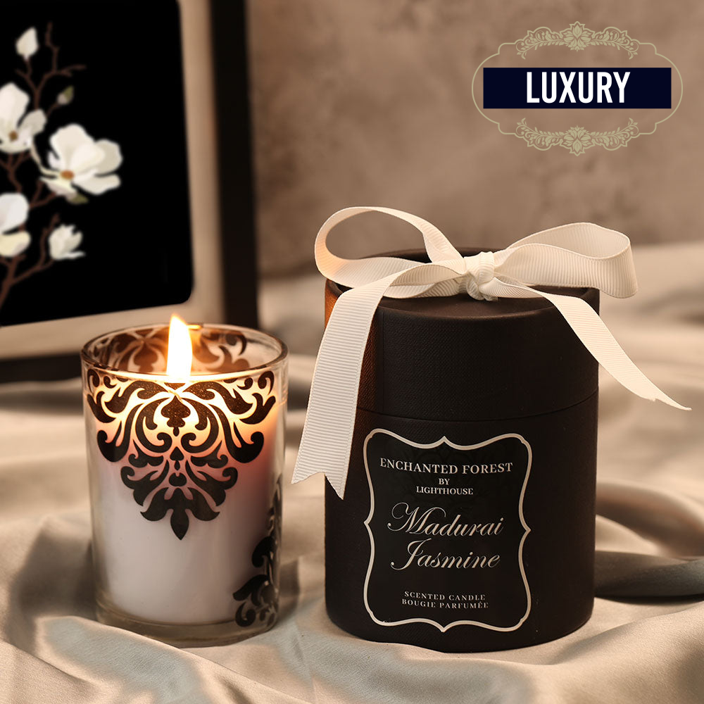 Scented Candle Online India All orders dispatch within 48 hours. 100% Free Returns. Happiness Guaranteed. Candles Enchanted Jar Scented Candle - Madurai Jasmine Aroma Candle for Decoration