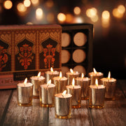 Scented Candle Online India All orders dispatch within 48 hours. 100% Free Returns. Happiness Guaranteed. Candles Gold Glass Votive Candles For Decoration with Filled Wax - Pack of 12 Candle for Decoration