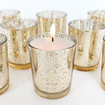 Scented Candle Online India All orders dispatch within 48 hours. 100% Free Returns. Happiness Guaranteed. Candles Gold Glass Votive Candles For Decoration with Filled Wax - Pack of 12 Candle for Decoration