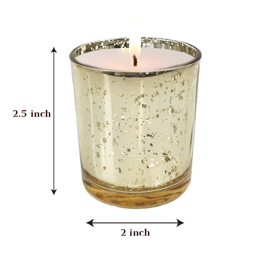 Scented Candle Online India All orders dispatch within 48 hours. 100% Free Returns. Happiness Guaranteed. Candles Gold Glass Votive Candles For Decoration with Filled Wax - Pack of 12 Candle for Decoration