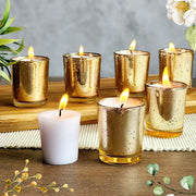 Scented Candle Online India All orders dispatch within 48 hours. 100% Free Returns. Happiness Guaranteed. Candles Mercury Gold Glass Votive Candles For Decoration - Pack of 12 Candle for Decoration