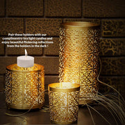 Scented Candle Online India Lighthouse Candle Candle Holders Etched Metallic Candle Holders - Pack of 3 (With Scented Candle Tealights Included) Candle for Decoration